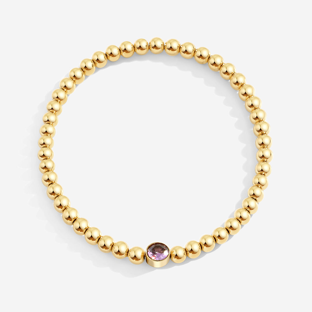 Gold Beaded Bubble Birthstone Bracelet