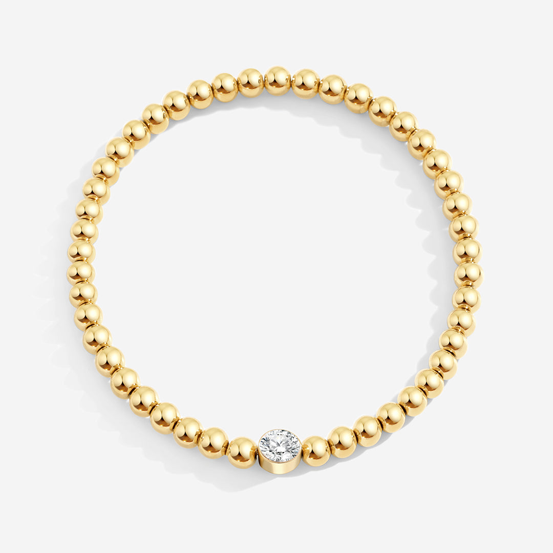 Gold Beaded Bubble Birthstone Bracelet