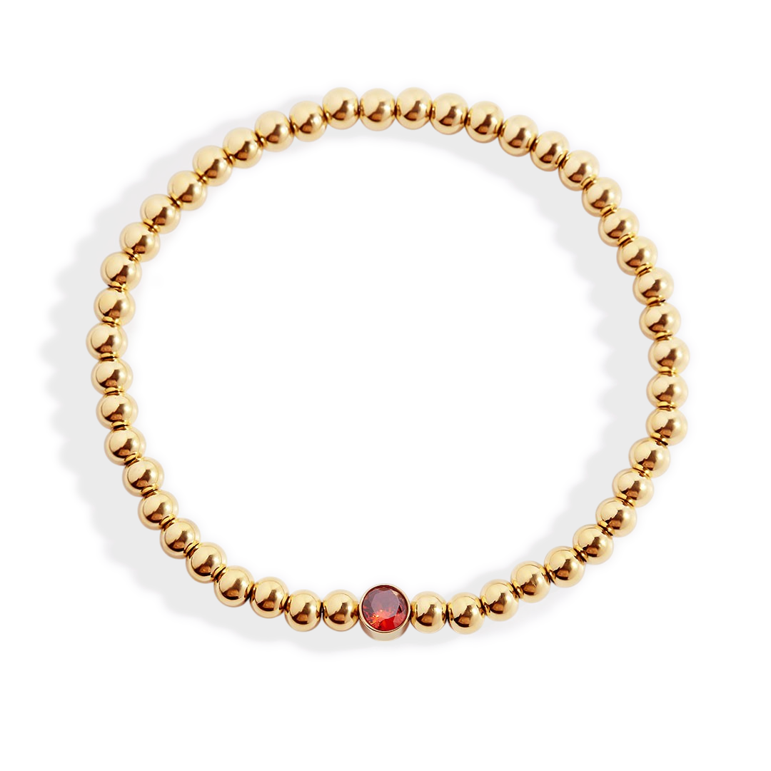Gold Beaded Bubble Birthstone Bracelet