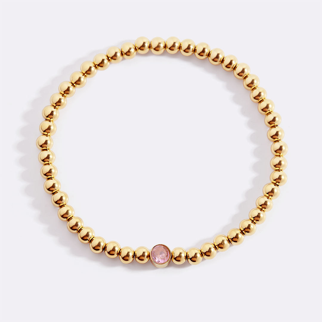 Gold Beaded Bubble Birthstone Bracelet