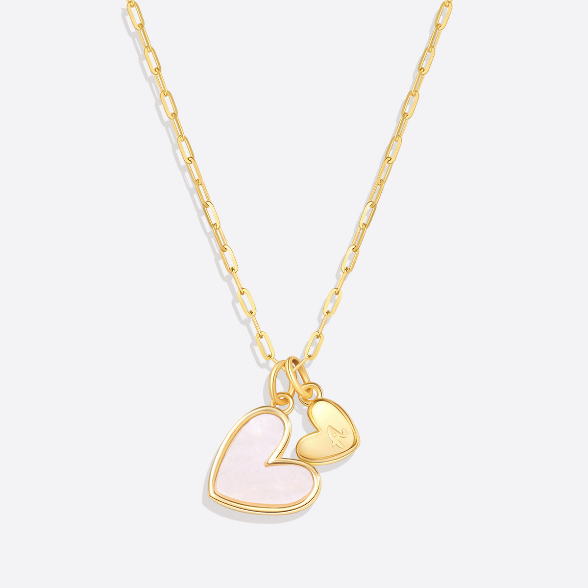 Mother Of Pearl Heart Initial Necklace