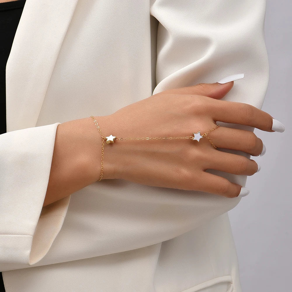 Gold Star Hand Chain Bracelet – view 2