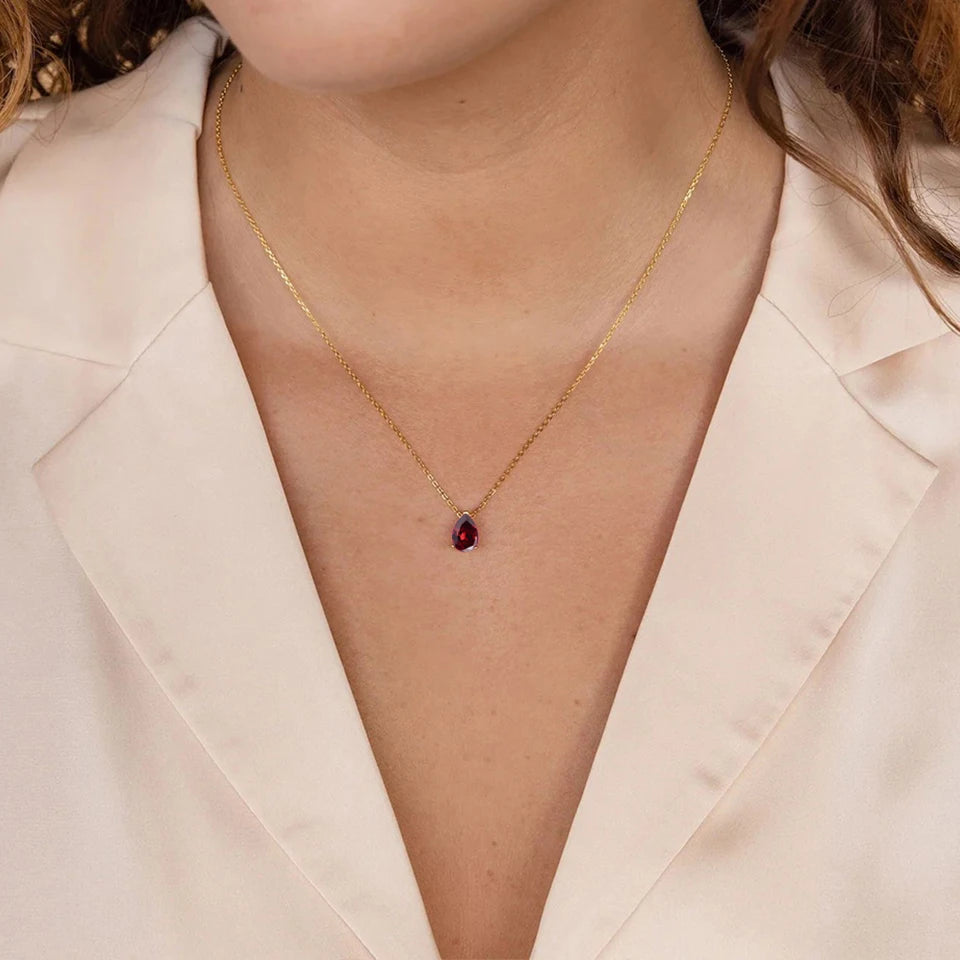 Teardrop Birthstone Necklace – view 3