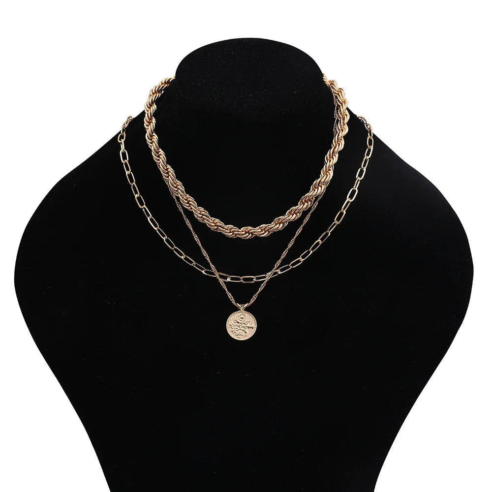 18K Gold Spiral Twist Rope Chain Necklace