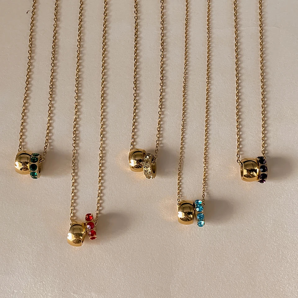 18K Gold Plated Birthstone Charm Necklace – view 5