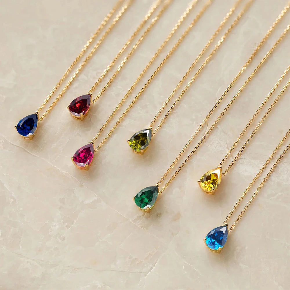 Teardrop Birthstone Necklace – view 10