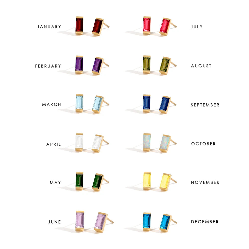 Rectangle Birthstone Earrings – view 3