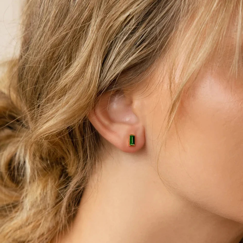 Rectangle Birthstone Earrings – view 4