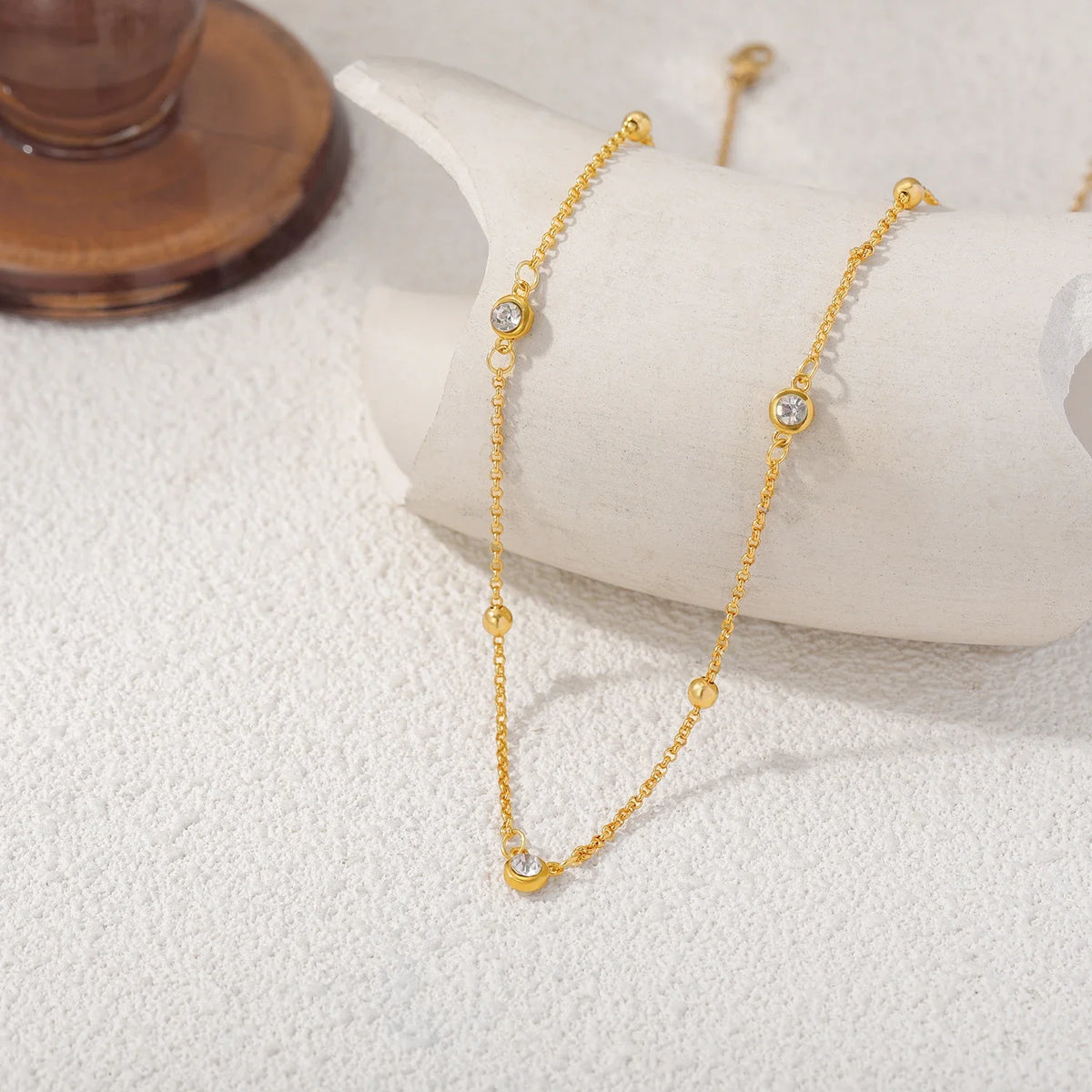 18K Gold Plated Bezel Stone Necklace – view 3