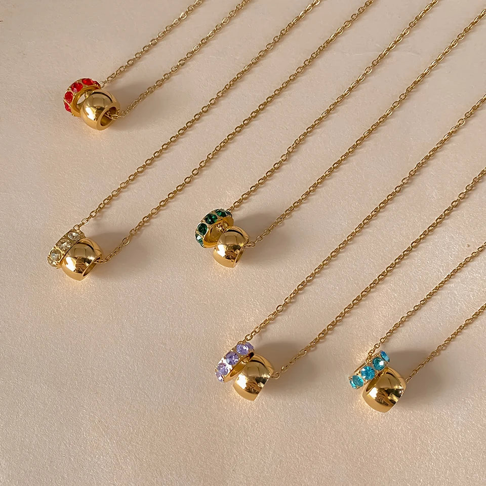 18K Gold Plated Birthstone Charm Necklace – view 4