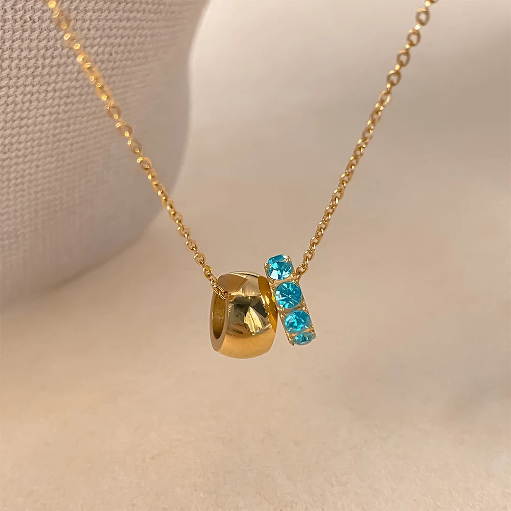 18K Gold Plated Birthstone Charm Necklace – view 3