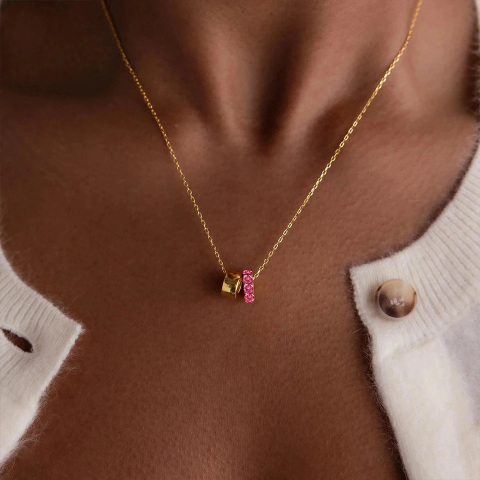 18K Gold Plated Birthstone Charm Necklace – view 2