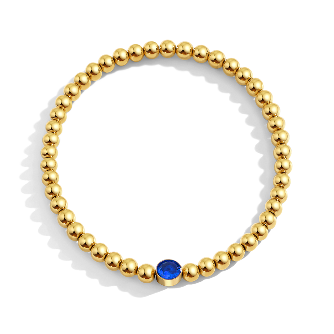 Gold Beaded Bubble Birthstone Bracelet