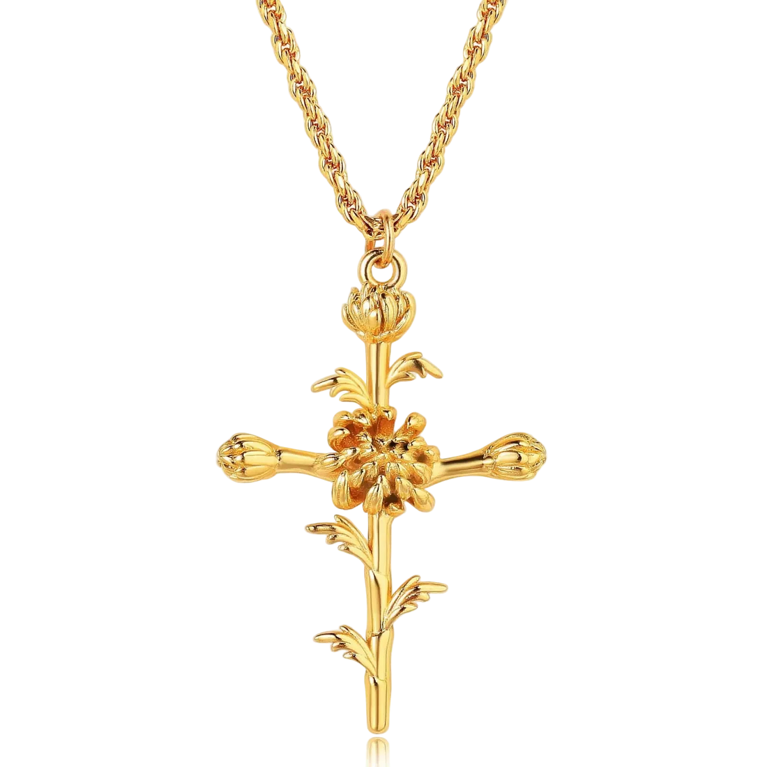 Birth Month Flower Cross Pendant from Savaé Design