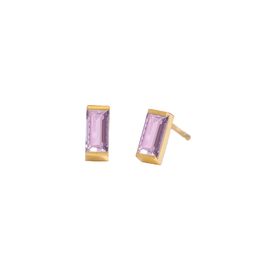 Rectangle birthstone earrings by Savaé Design