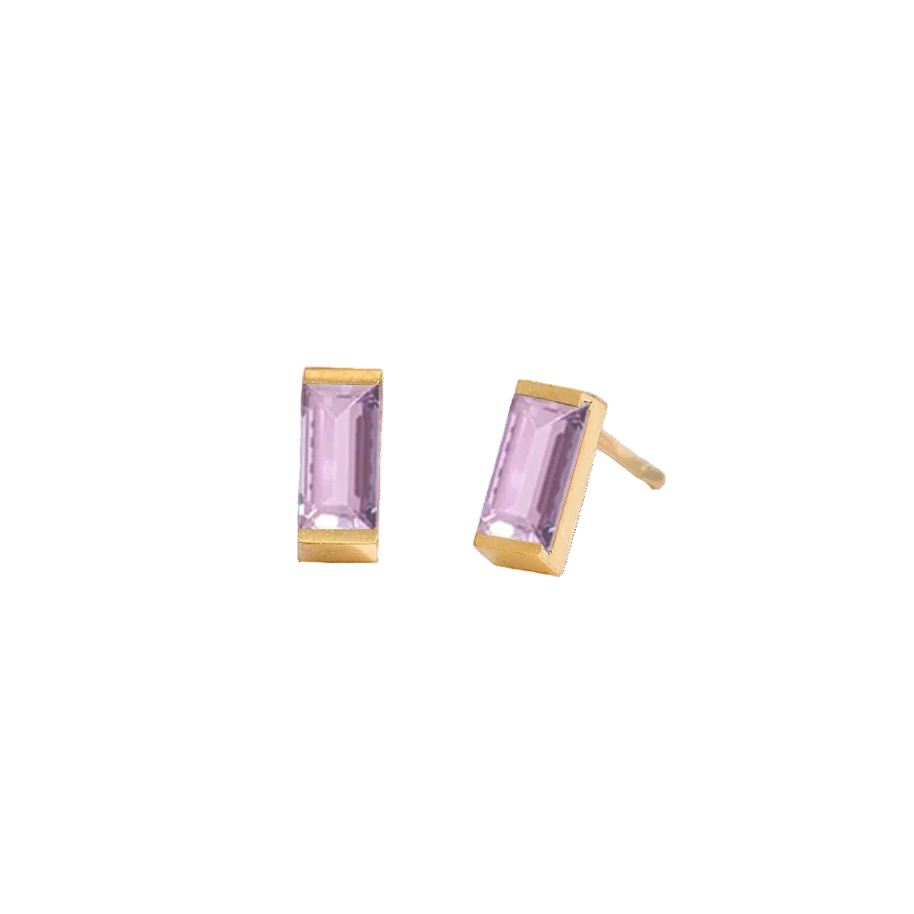 Rectangle birthstone stud earrings by Savaé Design