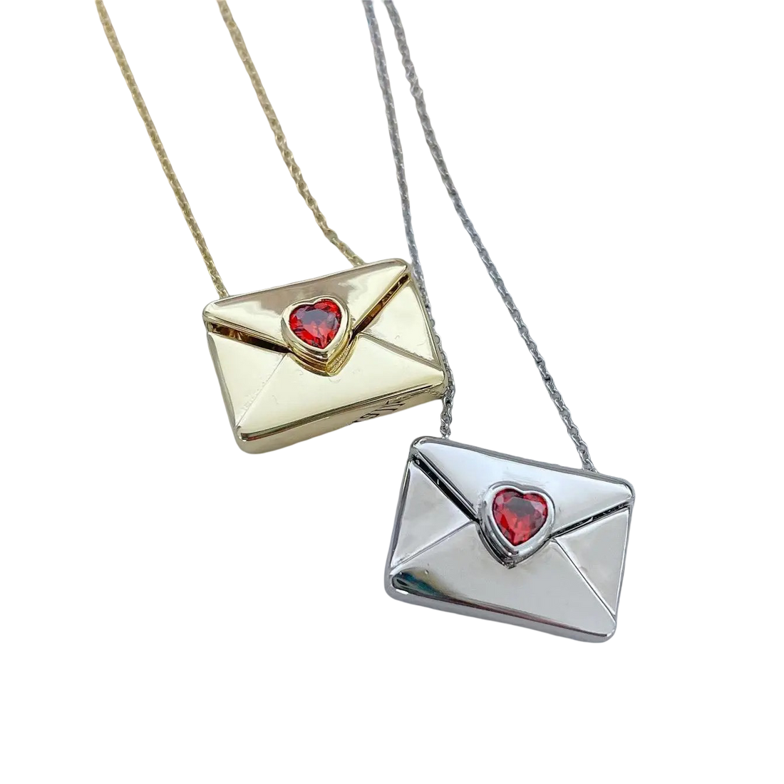 Savaé Design Envelope Heart Necklace in gold and silver colour options