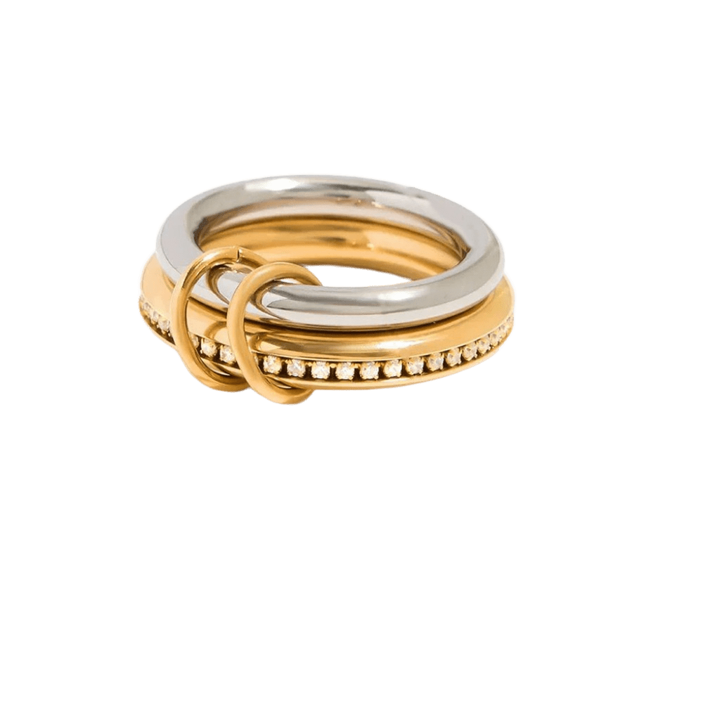 Two-tone zircon stacked ring by Savaé Design