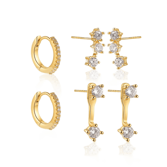 Dainty hoop and stud earrings for short hair