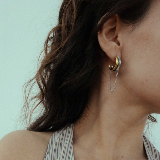 Savaé earrings arranged for an earring stack guide