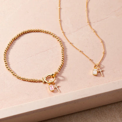 Cross Birthstone Necklace