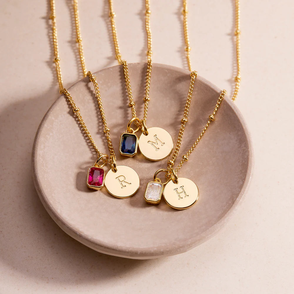 Savae Birthstone Initial Pendant