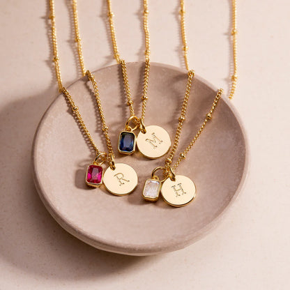 Savae Birthstone Initial Pendant