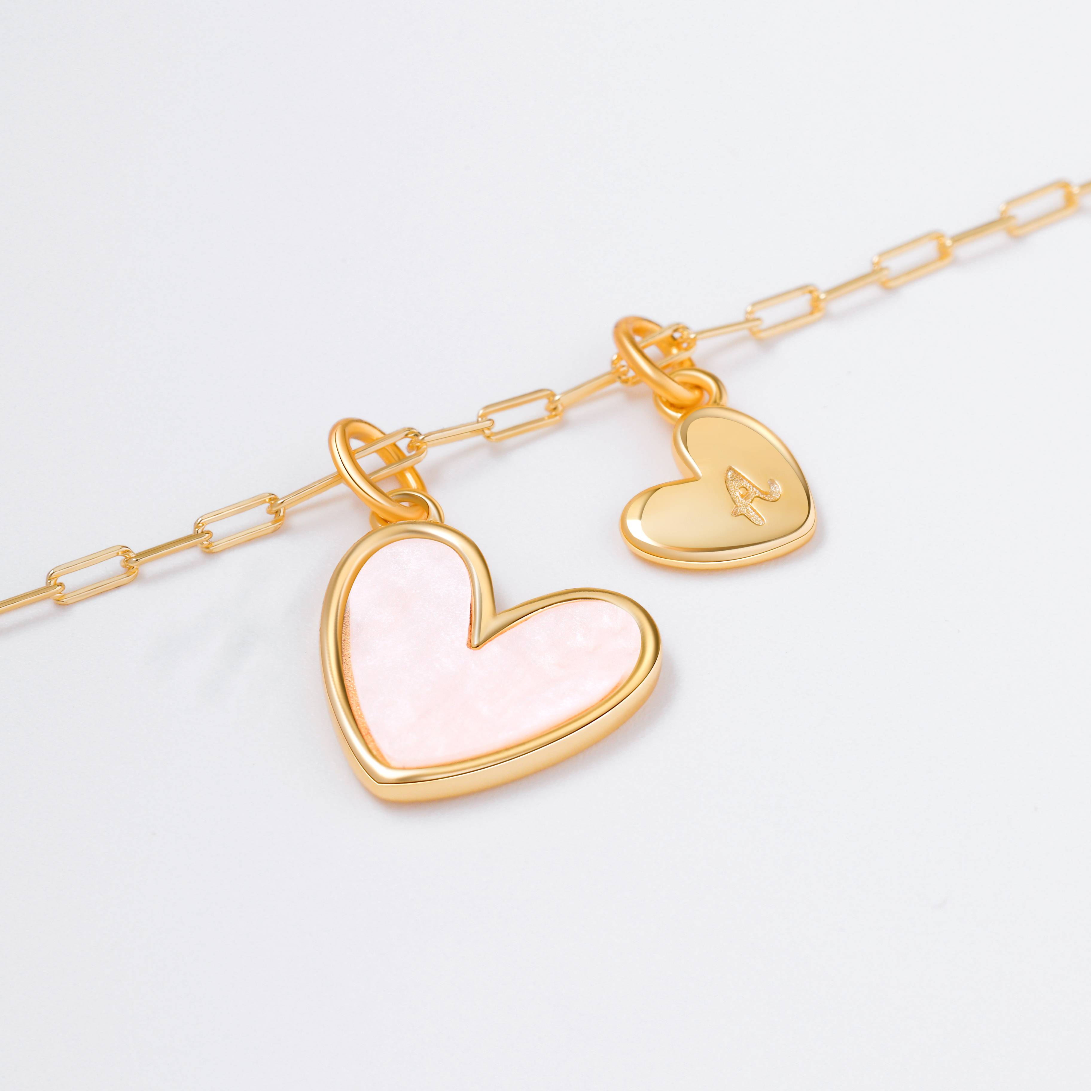 Mother Of Pearl Heart Initial Necklace