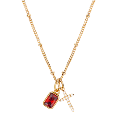 Cross Birthstone Necklace
