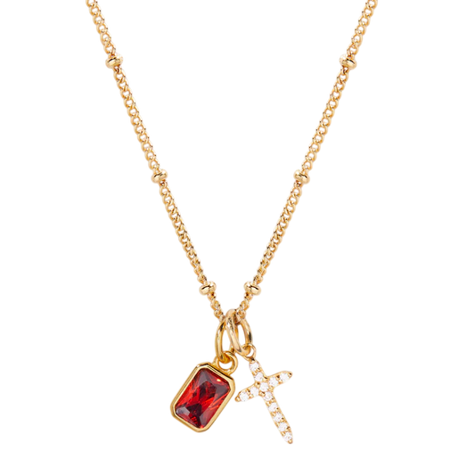 Cross Birthstone Necklace
