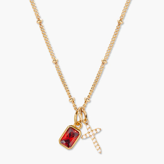 Cross Birthstone Necklace