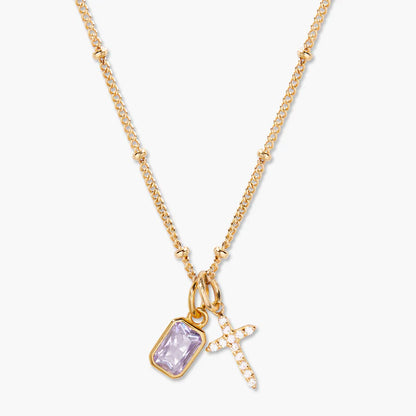 Cross Birthstone Necklace