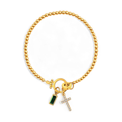 Cross Charm Birthstone Bracelet