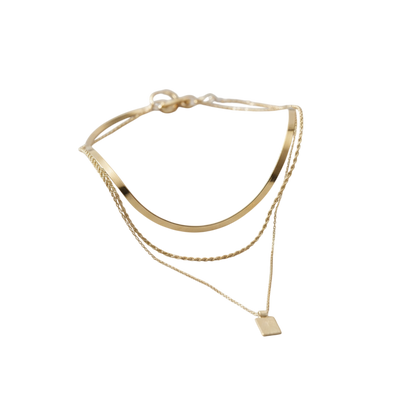 18K Gold Plated Radiant Rectangle Necklace