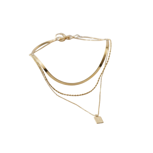 18K Gold Plated Radiant Rectangle Necklace