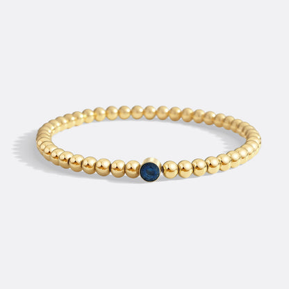 Gold Beaded Bubble Birthstone Bracelet