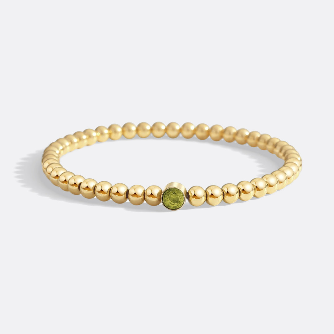 Gold Beaded Bubble Birthstone Bracelet