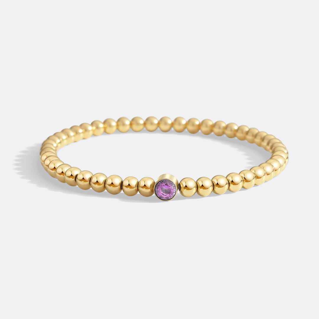 Gold Beaded Bubble Birthstone Bracelet