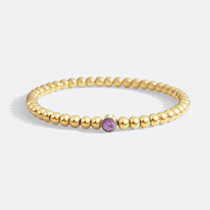 Gold Beaded Bubble Birthstone Bracelet
