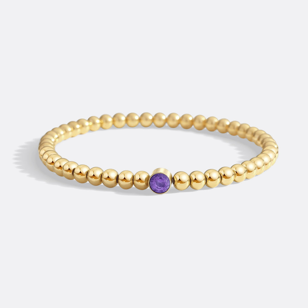 Gold Beaded Bubble Birthstone Bracelet