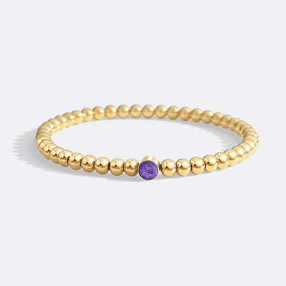Gold Beaded Bubble Birthstone Bracelet
