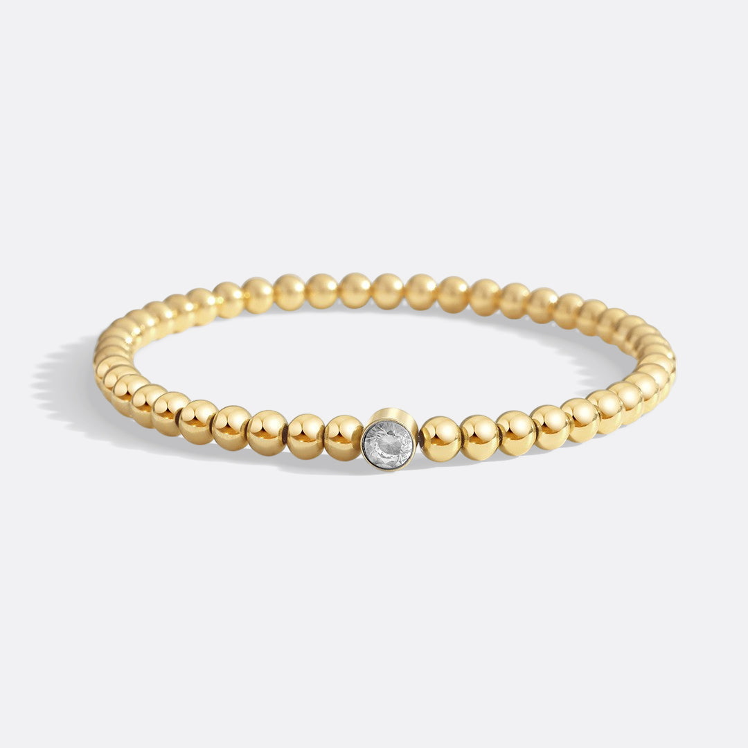Gold Beaded Bubble Birthstone Bracelet