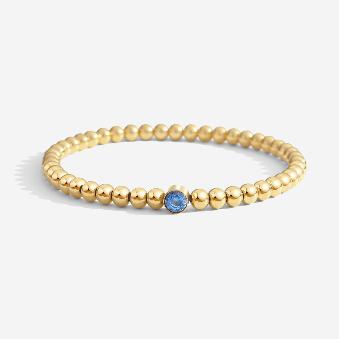 Gold Beaded Bubble Birthstone Bracelet