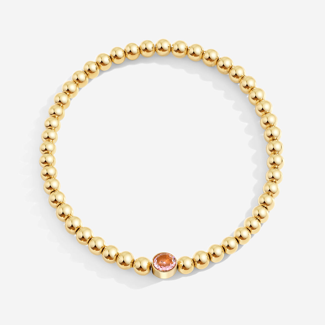 Gold Beaded Bubble Birthstone Bracelet