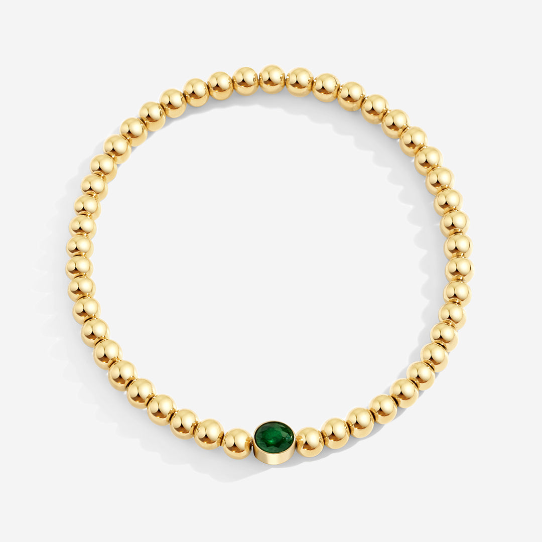Gold Beaded Bubble Birthstone Bracelet