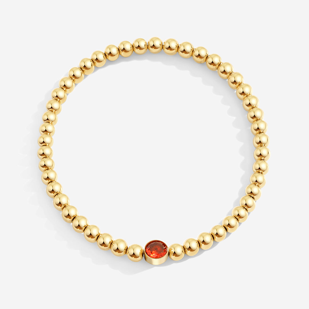 Gold Beaded Bubble Birthstone Bracelet