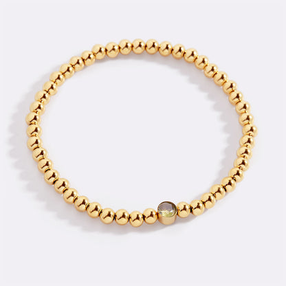 Gold Beaded Bubble Birthstone Bracelet