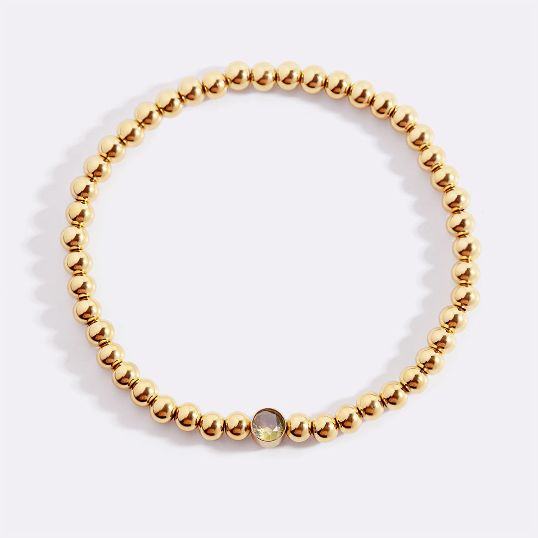 Gold Beaded Bubble Birthstone Bracelet