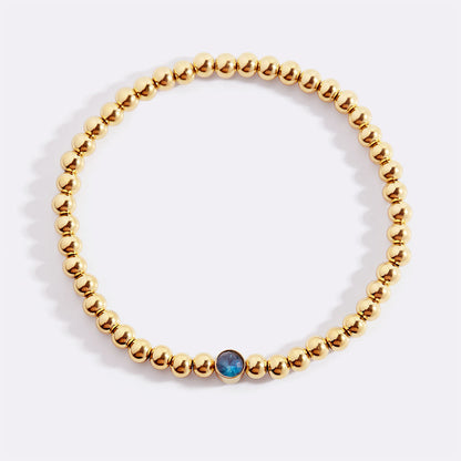 Gold Beaded Bubble Birthstone Bracelet