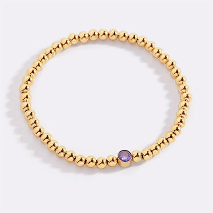 Gold Beaded Bubble Birthstone Bracelet